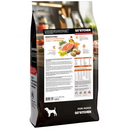 GO! KITCHEN  Полнорационный беззерновой сухой корм для щенков и собак всех возрастов с лососем и морской рыбой для чувствительного пищеварения, 9.98кг-2