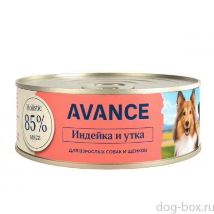 Корм консервированный полнорационный для щенков и собак с индейкой и уткой, 0.1кг-0