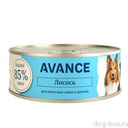Корм консервированный полнорационный для щенков и собак с лососем, 0.1кг-0