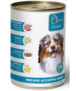Clan Classic консервы для собак Мясное ассорти с языком, паштет