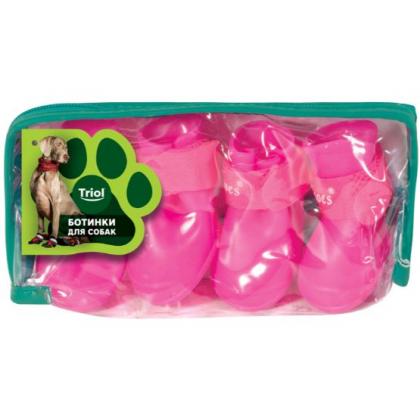 Сапожки резиновые "Mr.Shoes" для собак, розовые 4 шт. размер S (4*3*4см)-1