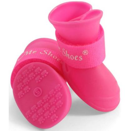 Сапожки резиновые "Mr.Shoes" для собак, розовые 4 шт. размер S (4*3*4см)-2