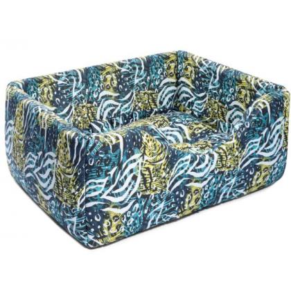 Лежанка прямоугольная с бортом "Анабель", съемная подушка, бязь-1