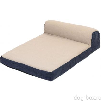 Лежанка прямоугольная с подголовником NAVY №1, рогожка, чехол на молнии 75*50*21см, бежевая-0