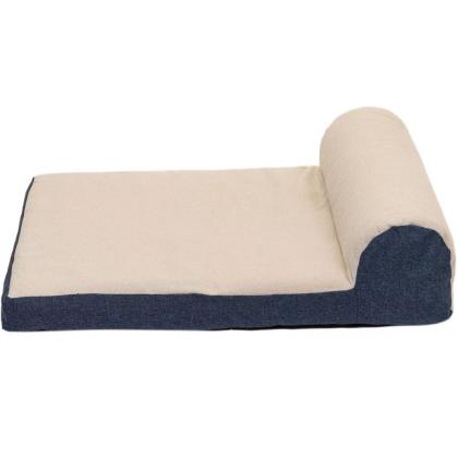 Лежанка прямоугольная с подголовником NAVY №1, рогожка, чехол на молнии 75*50*21см, бежевая-1