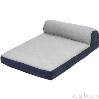 Лежанка прямоугольная с подголовником NAVY №1, рогожка, чехол на молнии 75*50*21см, серая-0