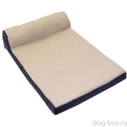 Лежанка прямоугольная с подголовником NAVY №2, рогожка, чехол на молнии 90*60*21см, бежевая-0