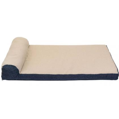 Лежанка прямоугольная с подголовником NAVY №2, рогожка, чехол на молнии 90*60*21см, бежевая-1