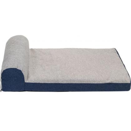 Лежанка прямоугольная с подголовником NAVY №2, рогожка, чехол на молнии 90*60*21см, серая-2