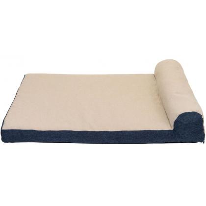 Лежанка прямоугольная с подголовником NAVY №3, рогожка, чехол на молнии 105*70*21см, бежевая-2