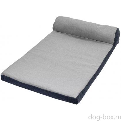 Лежанка прямоугольная с подголовником NAVY №3, рогожка, чехол на молнии 105*70*21см, серая-0