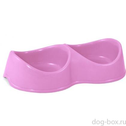 Миска пластиковая двойная "Бисквит", сиреневая, 2*0,2л-0