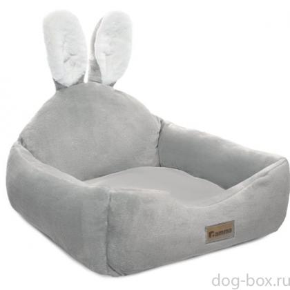 Лежанка квадратная "Зайка", серая, 43*43*22см-0