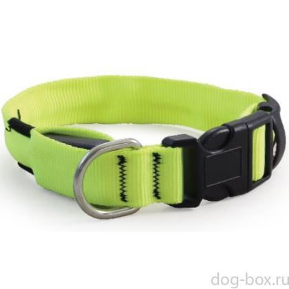 Ошейник светодиодный серия NIGHT CITY (заряжается от USB) неоновый желтый S, 2*23-31см-0