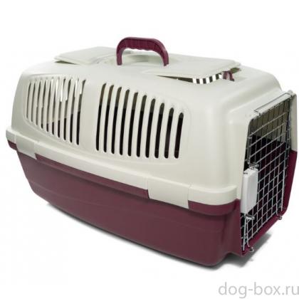Переноска для животных FS02 с металлической дверцей M, 56*36,5*33см, бургунди-0