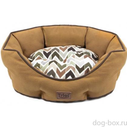 Лежанка овальная "Осенняя классика" S, коричневая, 45*40*16см-0