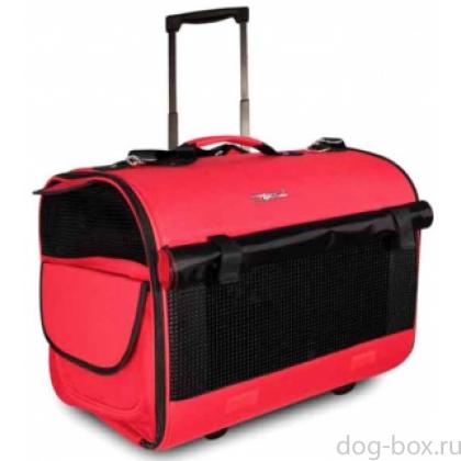 Сумка -чемодан для животных на колесах, 45*34*37 см, красный/чёрный (FFH011)-0