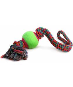 Игрушка для собак "Верёвка с петлей, 2 узла и мяч", d6,5/45см