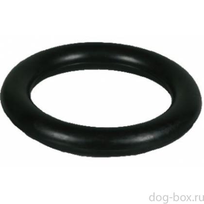 Игрушка для собак Кольцо цельнорезиновое большое черное, 16 см-0