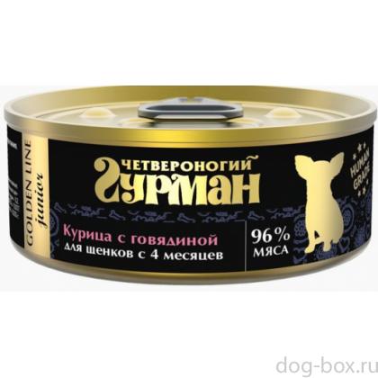 Консервы для щенков Голден Курица с говядиной желе-0