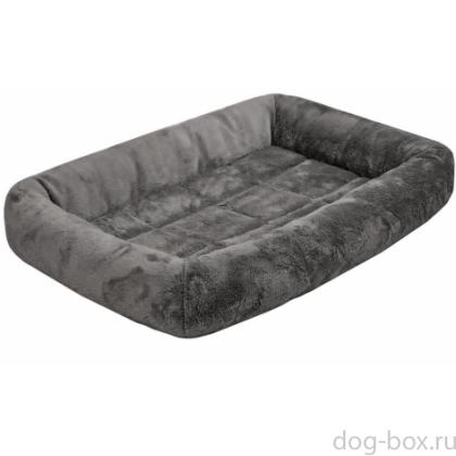 Лежанка прямоугольная с валиком  серая-0