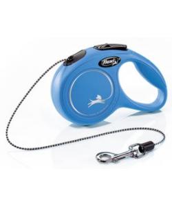 Рулетка-трос для собак до 8кг, 3м, голубая (New Classic XS cord blue)