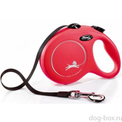 Рулетка-ремень для собак до 50кг 5m красная (New Classic L 5m Tape red)-0