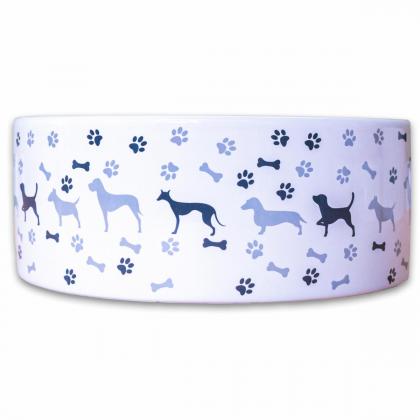 Миска керамическая для собак с рисунком, серая, 350мл-2