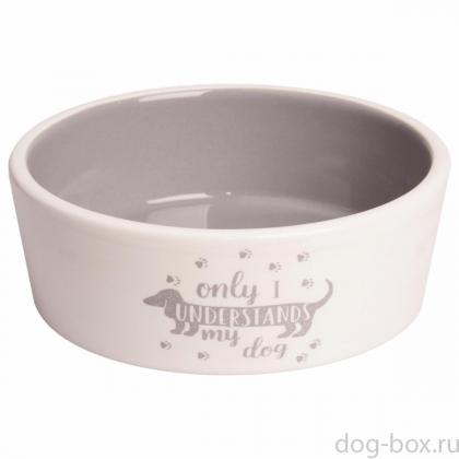 Миска "лапки" для собак, серая, 300мл-0