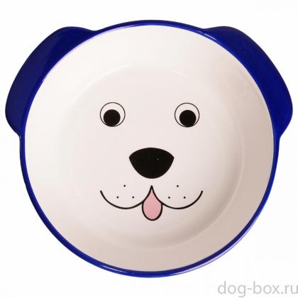 Миска "мордочка собаки" керамическая для собак, синяя, 180мл-0