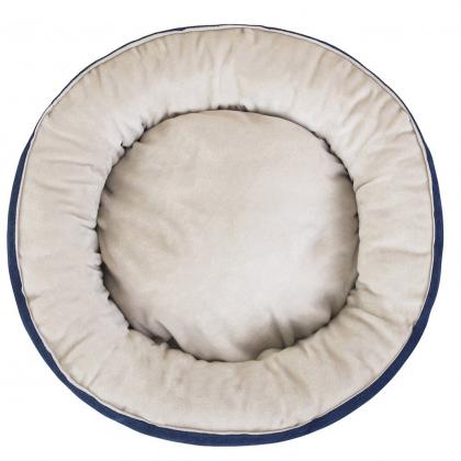 Лежак круглый пухлый БУБЛИК 48*48*18см (плюш, микрошенилл, синтепух) синий-4
