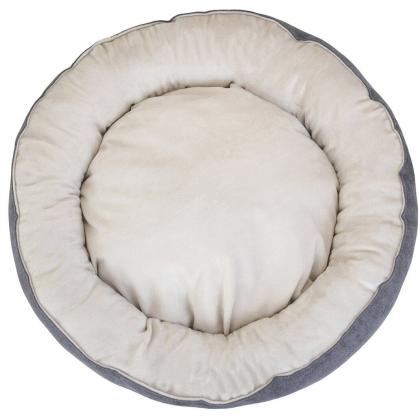 Лежак круглый пухлый БУБЛИК 57*57*21см (плюш, микрошенилл, синтепух) серый-1