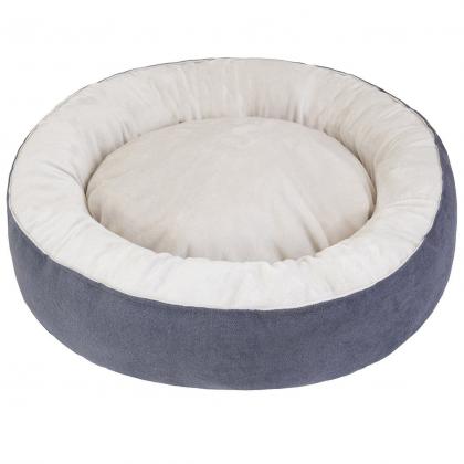 Лежак круглый пухлый БУБЛИК 57*57*21см (плюш, микрошенилл, синтепух) серый-2
