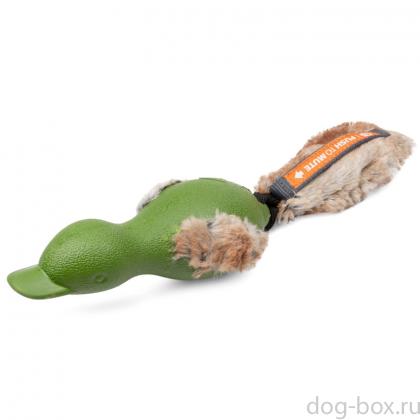 Игрушка для собак Утка с отключаемой пищалкой зеленая серия Forestail PUSH TO MUTE, 30см (75333)-0