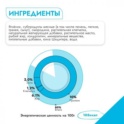 Консервы для щенков и взрослых собак, ягненок с ягодами, 850г-2