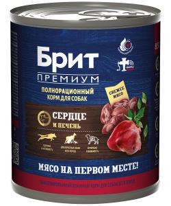 Консервы Premium by Nature с сердцем и печенью для взрослых собак всех пород, 0.85кг