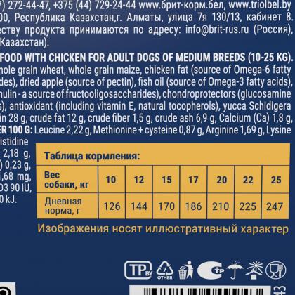 Сухой корм Премиум с курицей для взрослых собак средних пород, 1кг-2