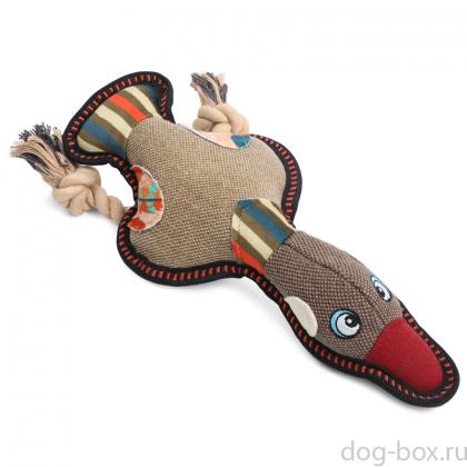 Игрушка для собак мягкая "Утка с веревкой", 33см-0