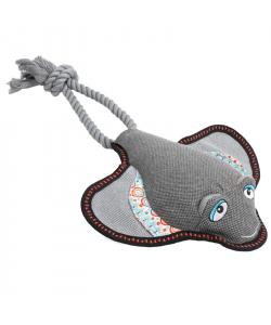 Игрушка для собак мягкая "Скат с веревкой", 25/42см