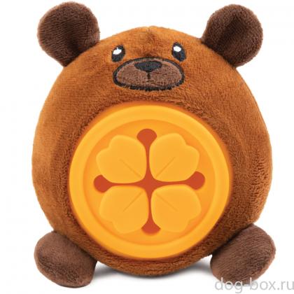 Игрушка Медвежонок для собак мягкая+ТРП+ниши для лакомств, 14см-0