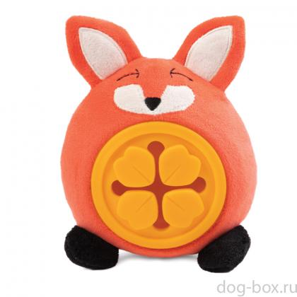 Игрушка Лисенок для собак мягкая+ТРП+ниши для лакомств, 15см-0