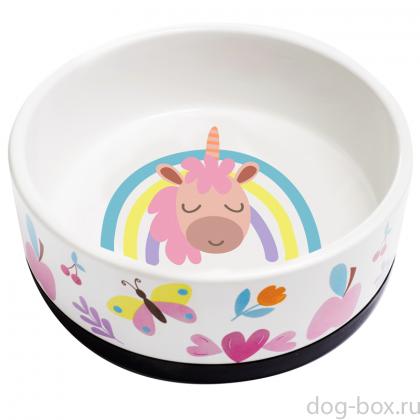 Миска керамическая на резинке "Единорог", 0,45л-0