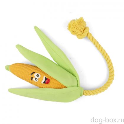 Игрушка для собак из латекса "Кукуруза с веревкой", 16,5/44,5см-0