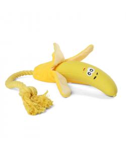 Игрушка для собак из латекса "Банан с веревкой", 15,5/43,5см