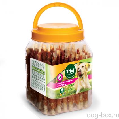 Лакомство для собак Крученые палочки с мясом утки, 750г (банка)-0