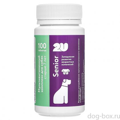 Мультивитаминный комплекс для пожилых собак для поддержания иммунитета и замедления развития возрастных изменений, senior dog, 100таб.-0