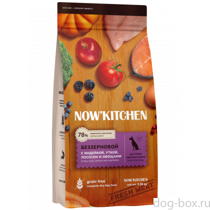 Беззерновой корм для взрослых собак крупных пород со свежей индейкой,уткой,лососем,Fresh Grain-free Turkey,Duck&Salmon,Large Adult, 9.98кг-0