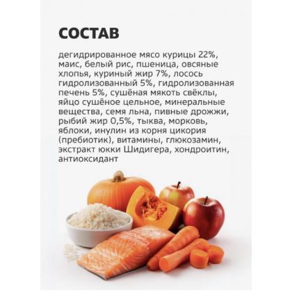 Сухой корм для взрослых собак средних и крупных пород с лососем для чувствительного пищеварения, for adult sensitive dogs medium&maxi with salmon, 0.8кг-1