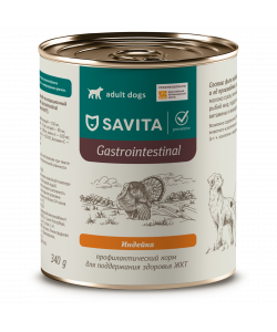 SAVITA prof консервы Gastrointestinal для собак поддержание здоровья ЖКТ с индейкой. Ветеринарный, диетический, 340г