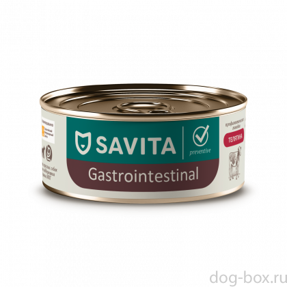SAVITA prof консервы Gastrointestinal для собак поддержание здоровья ЖКТ с телятиной. Ветеринарный, диетический, 100г-0